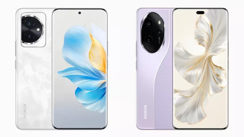 Twee kleuren, gebogen beeldschermen en camera's met ongebruikelijk ontwerp: renders van Honor 100 en Honor 100 Pro zijn online verschenen