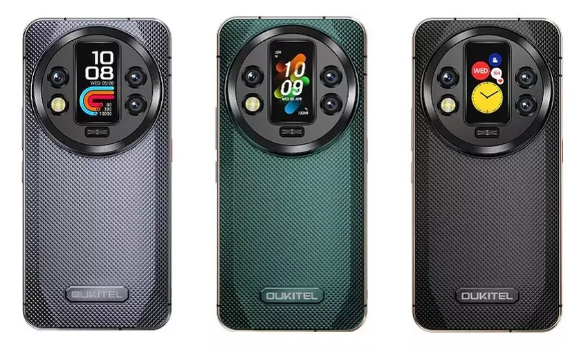 Drie kleuren van de WP200 Pro case. Bron: Oukitel