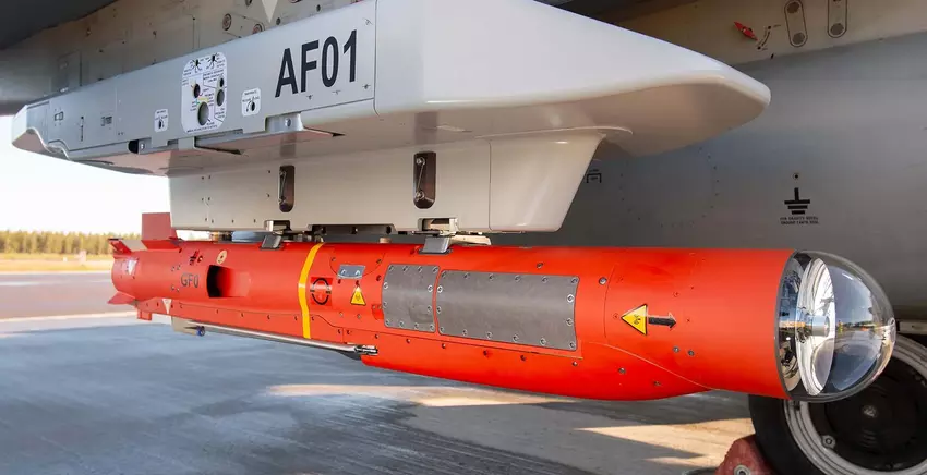 Spear 3-raket onder de vleugel van een Typhoon-gevechtsvliegtuig