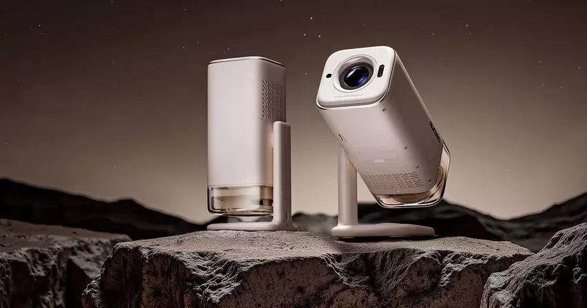 Aurzen BOOM Air - draagbare projector met Dolby Audio, Google TV en 110° draaiplatform