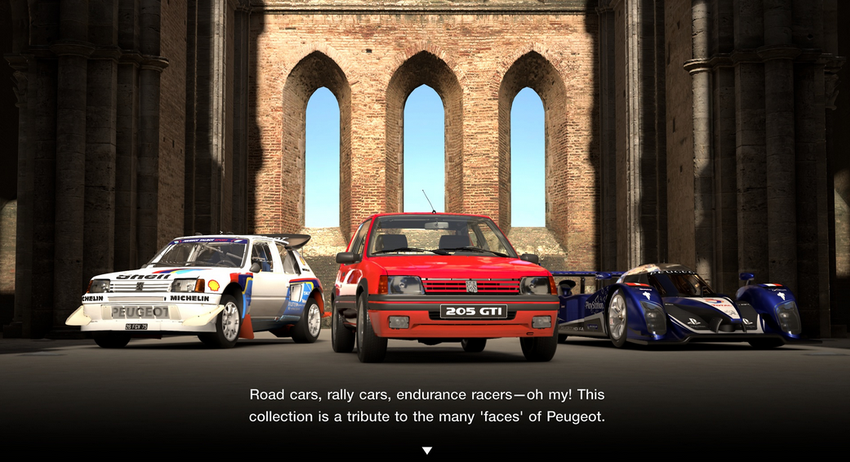 Screenshot van de nieuwe Peugeot-collectie in het Extra-menu