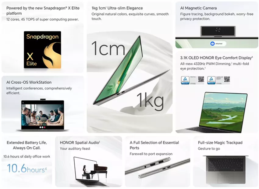 Belangrijkste functies en voordelen van de HONOR MagicBook Art 14 Snapdragon