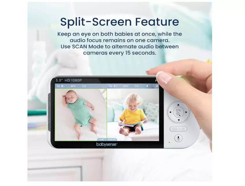 Babysense 5.5 1080p Split-Screen draadloze babyfoon