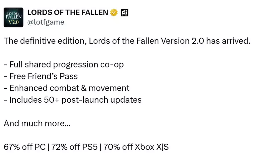 Update 2.0 voor Lords of the Fallen