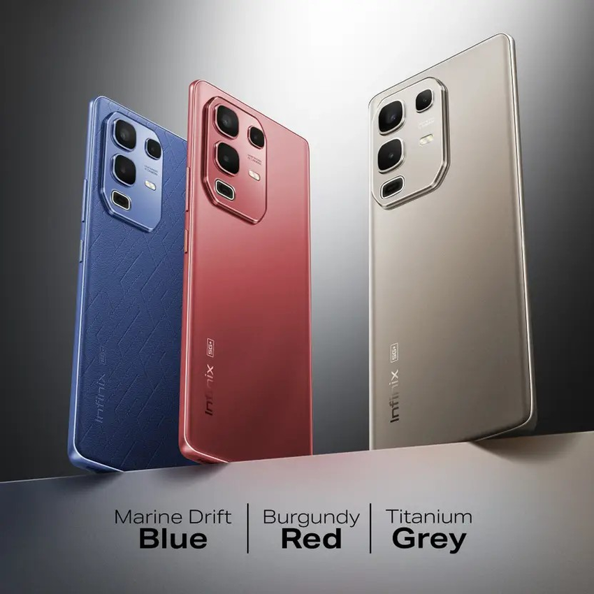 Infinix Note 50s 5G+ smartphone Infinix Note 50s kleurenschema. Illustratie: Infinix