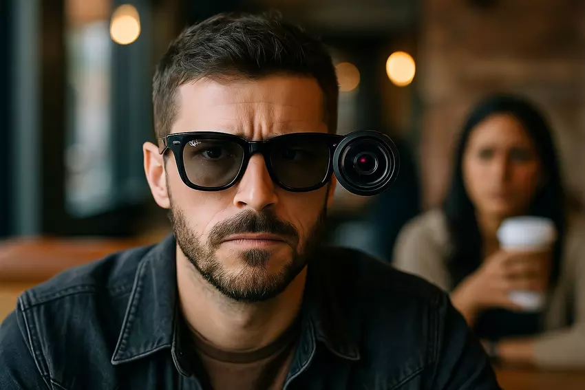 Illustratieve afbeelding van een slimme bril met camera's