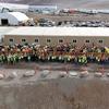 Hoofdstaalconstructie van de Tesla Semi-fabriek in Nevada