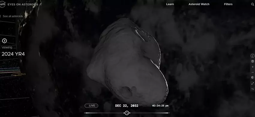 Modellering van het verschijnen van asteroïde 2024 YR4