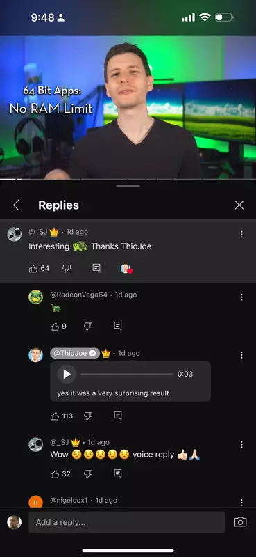 Voorbeeld van gesproken commentaar op YouTube