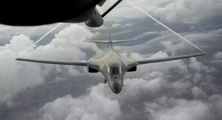 B-1B Lancer strategische bommenwerpers vlogen drie ...