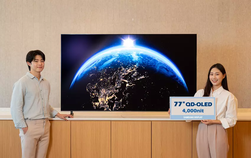 Samsung heeft een nieuw QD-OLED-paneel voor tv's onthuld met een maximale helderheid van 4.000 nits.