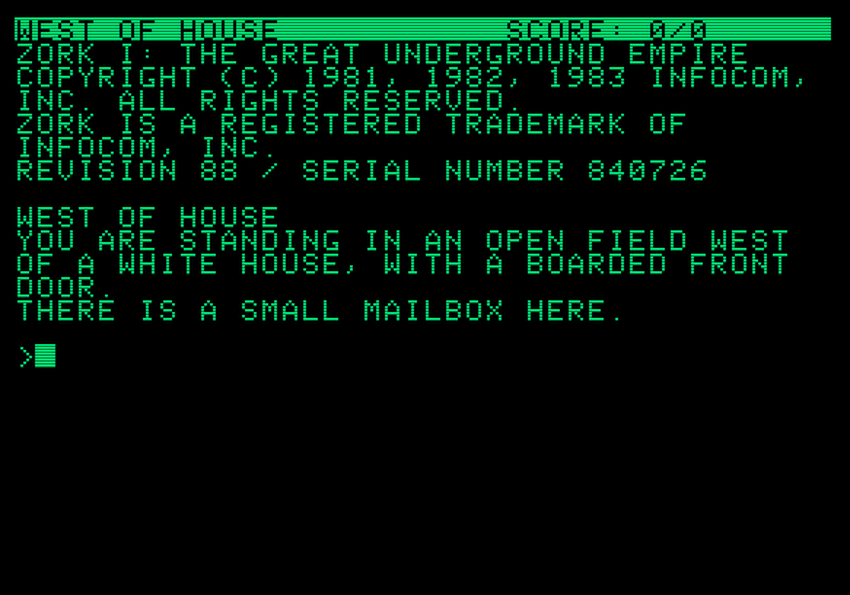 Screenshot van ZORK spel