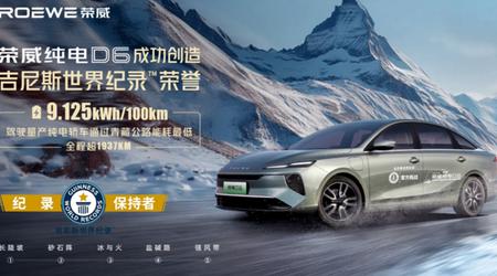 Roewe D6 sedan stelt record voor laagste elektriciteitsverbruik op een bergweg in China