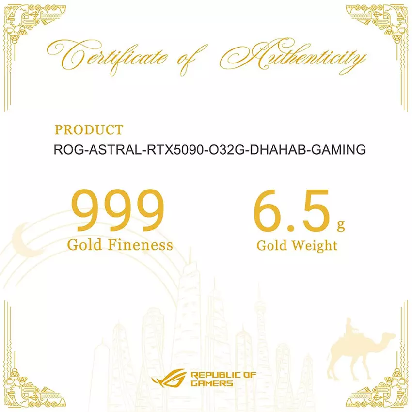 RTX 5090 gouden grafische kaart