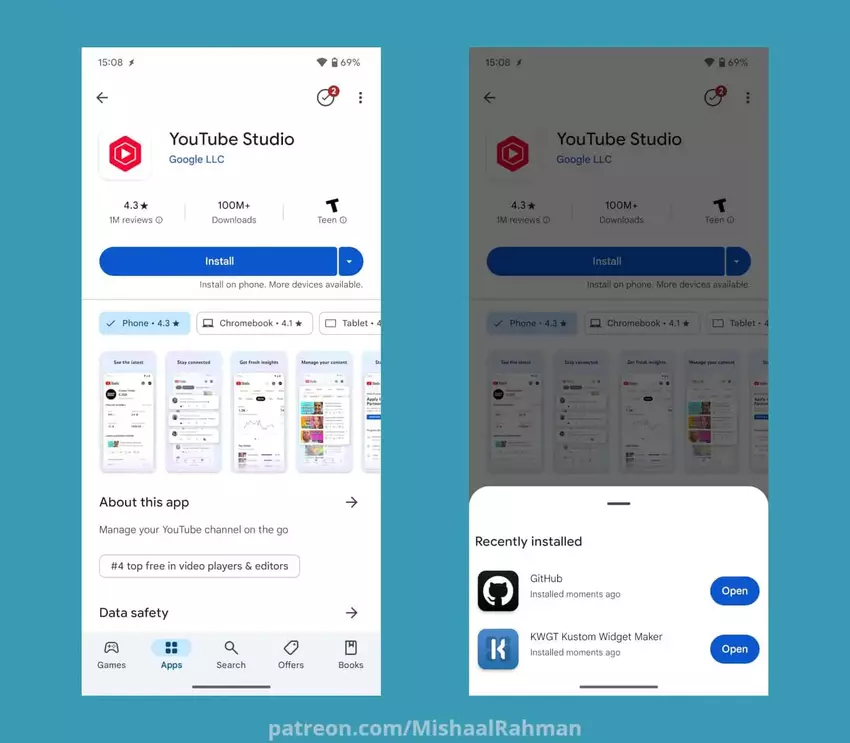 Downloadmanager op de Google Play Market