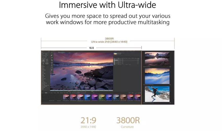 ASUS ProArt Display PA34VCNV ultrawide monitor voor productiviteit