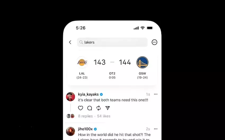 Threads is van plan om resultaten van sportwedstrijden te tonen