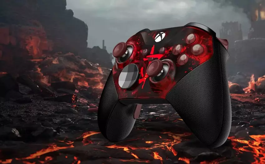 Xbox Elite Series 2-controller in de stijl van DOOM: The Dark Ages