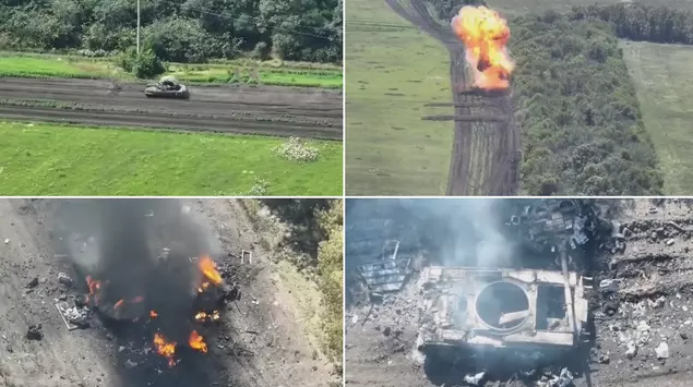 Oekraïense FPV-drone vernietigt Russische T-80BV tank ...