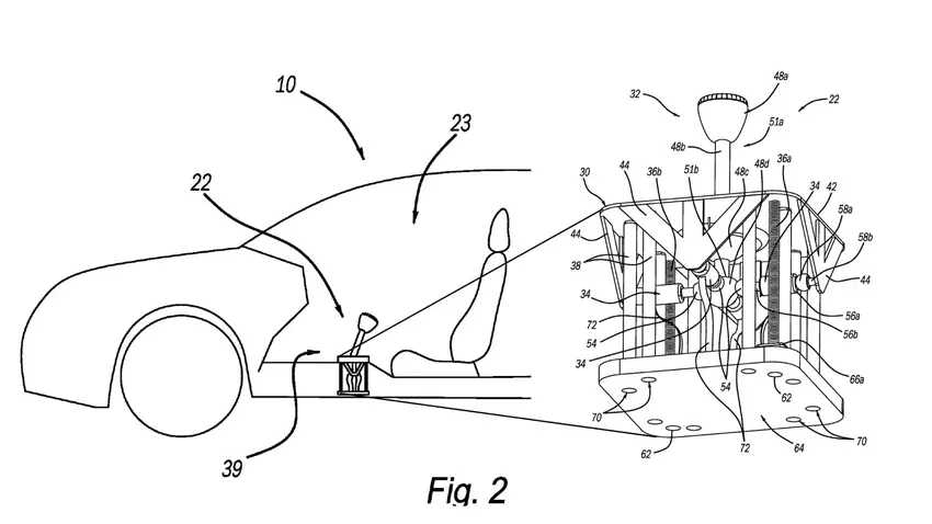 Schema van een mechanische transmissiesimulator voor elektrische voertuigen uit patentdocumentatie