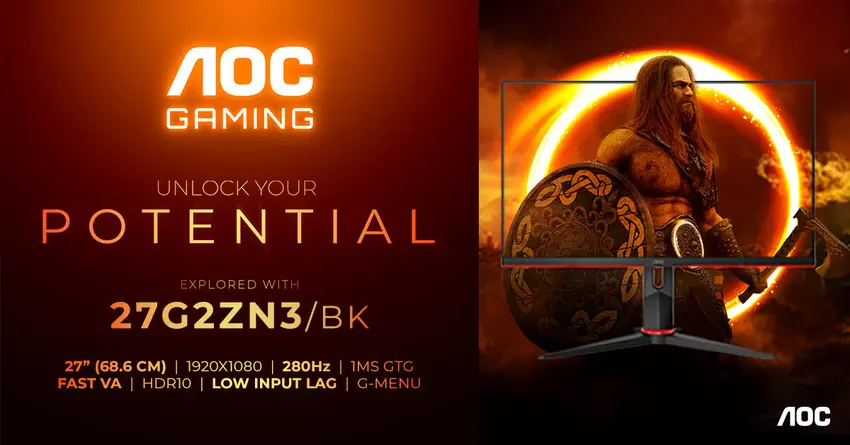 AOC AGON 27G2ZN3/BK - gamingmonitor met 280Hz ondersteuning voor $240