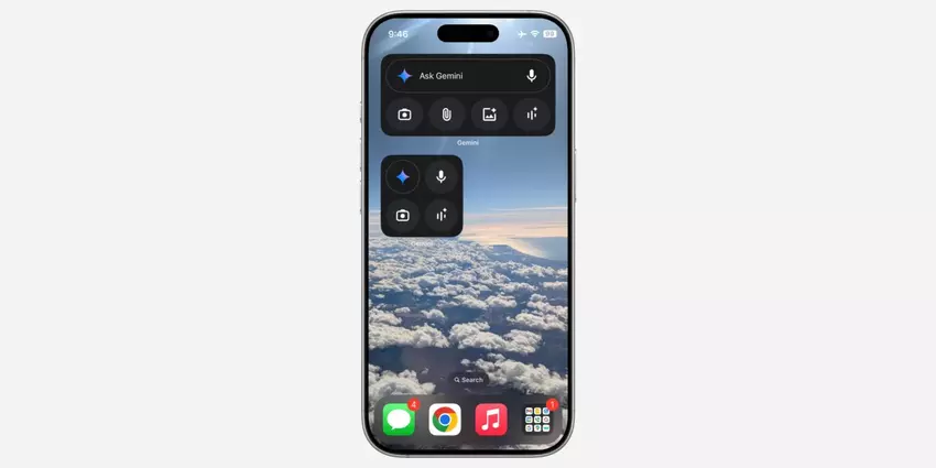 Nieuwe Gemini-widgets met een microfoon, camera en Live-modus zijn nu beschikbaar op iPhone