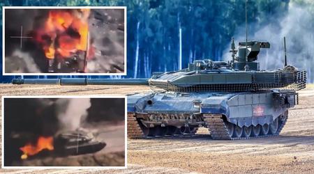 Een Oekraïense FPV-drone heeft met een precisietreffer de geschutskoepel uitgeschakeld en een Russische gemoderniseerde T-90 "Doorbraak"-tank volledig vernietigd.