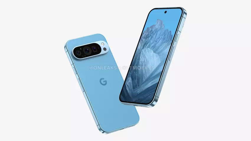 Google Pixel 9 met platte behuizing en drievoudige camera opgedoken in hoogwaardige renders