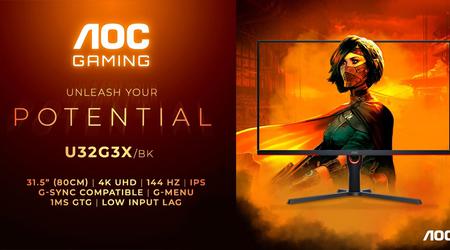 4K UHD, 144Hz beeldscherm en HDMI 2.1 voor £650 - AOC Gaming U32G3X/BK monitor aangekondigd
