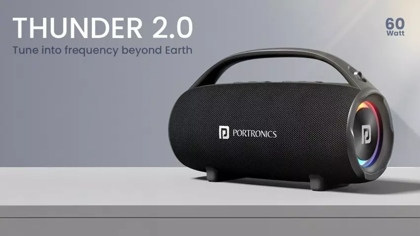 Portronics heeft de nieuwe Thunder 2.0 draagbare luidspreker geïntroduceerd met 60 watt vermogen, IPX6-bescherming en een batterijlevensduur van 6 uur.