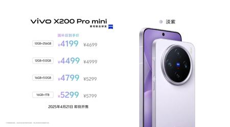 Vivo introduceert X200 Pro Mini in nieuwe lichtpaarse kleur met Zeiss-camera's