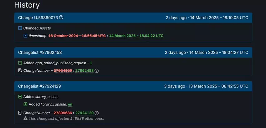 Screenshot van SteamDB pagina
