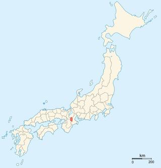 De historische provincie Iga op de kaart van Japan