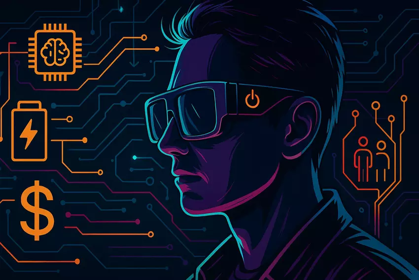 Illustratieve afbeelding van een slimme bril als accessoire