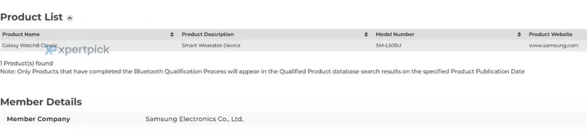 Gegevens van de certificatie van de Galaxy Watch8 Classic