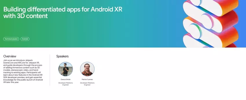 Beschrijving van het Android XR-platform op de website van de Google I/O 2025-conferentie