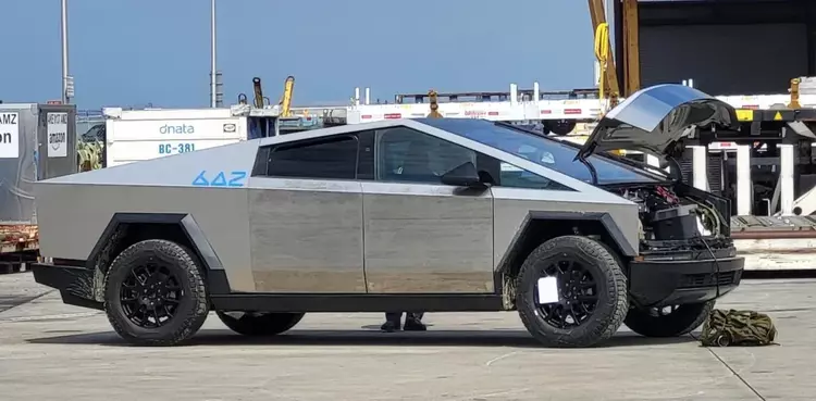 Een pre-productie Tesla Cybertruck elektrische pick-up ...