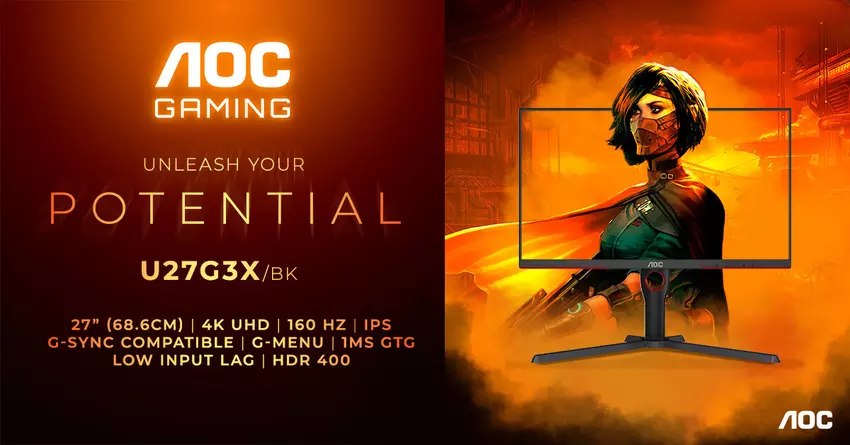 4K UHD, 160Hz en NVIDIA G-Sync voor €500 - AOC Gaming U27G3X/BK monitor onthuld