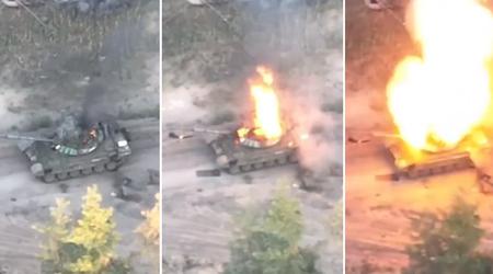 Oekraïense FPV-drones met artillerie vernietigden een Russische gemoderniseerde T-72B3 tank