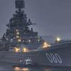 Nucleair aangedreven kruiser Admiral Nakhimov aan het testen