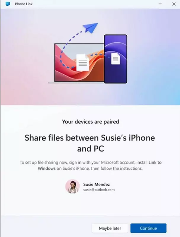 Schermafbeelding van Phone Link instellingen
