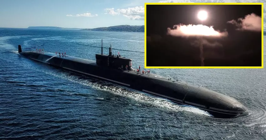 De nucleair aangedreven onderzeeër Keizer Alexander III lanceerde de intercontinentale ballistische raket SS-NX-30, die een bereik heeft van 9.300 kilometer en hypersonische nucleaire eenheden kan dragen.