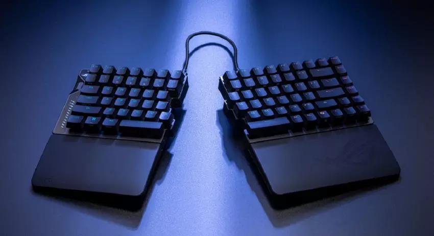 Asus heeft de ROG Falcata onthuld, een stijlvolle splitkeyboard voor fans van competitief gamen
