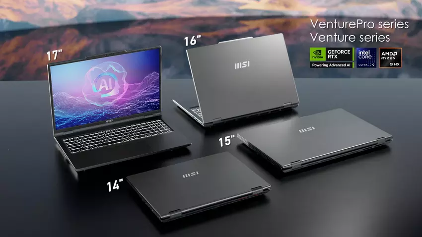 Venture en Venture Pro serie laptops. Illustratie: MSI