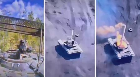 Een 500 dollar Oekraïense FPV drone maakte een keurige landing in een T-72B en verbrandde een Russische tank