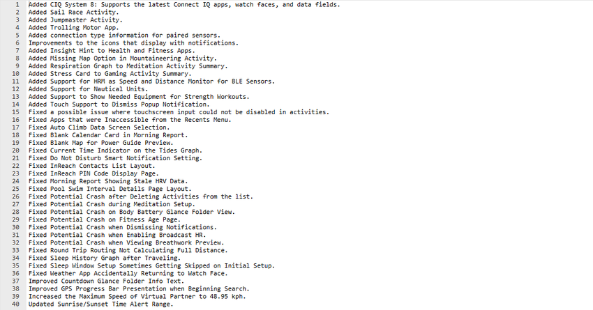 Een lijst met bugfixes voor de updates van de Fenix 8, Fenix 8 Solar, Fenix E en Enduro 3 smartwatch. Illustratie: Garmin