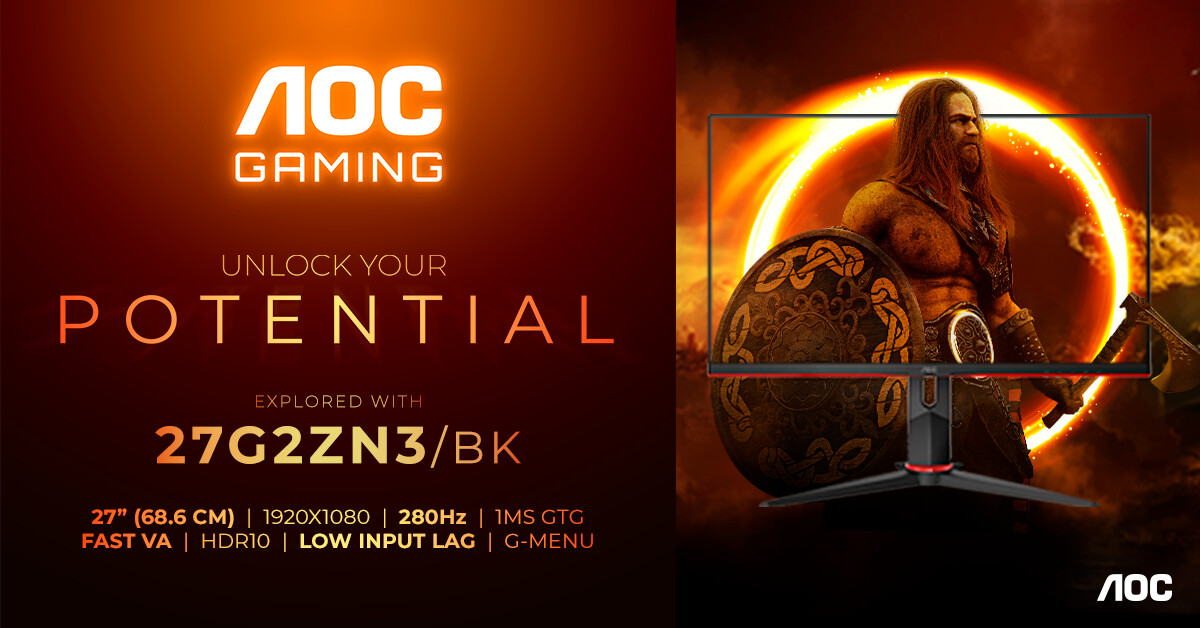 AOC AGON 27G2ZN3/BK - gamingmonitor met 280Hz ondersteuning voor $240 AOC AGON 27G2ZN3/BK - gamingmonitor met 280Hz ondersteuning voor $240