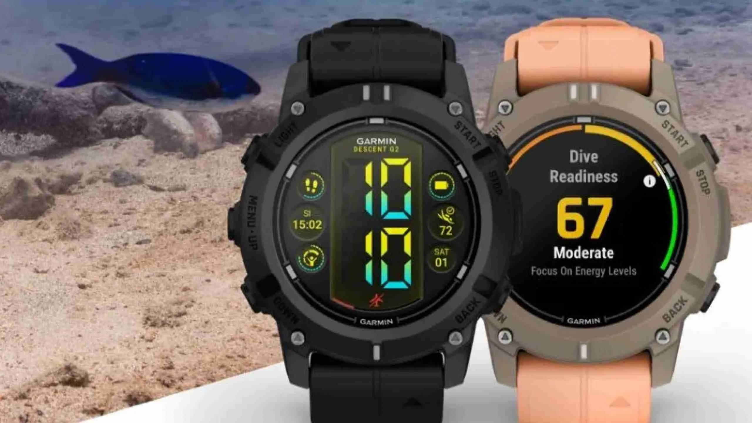 Nieuw van Garmin: Descent G2 met de mogelijkheid om tot 100 meter diepte te duiken Garmin Afdaling G2: Een nieuwe smartwatch voor duikers met een duikfunctie tot 100 meter