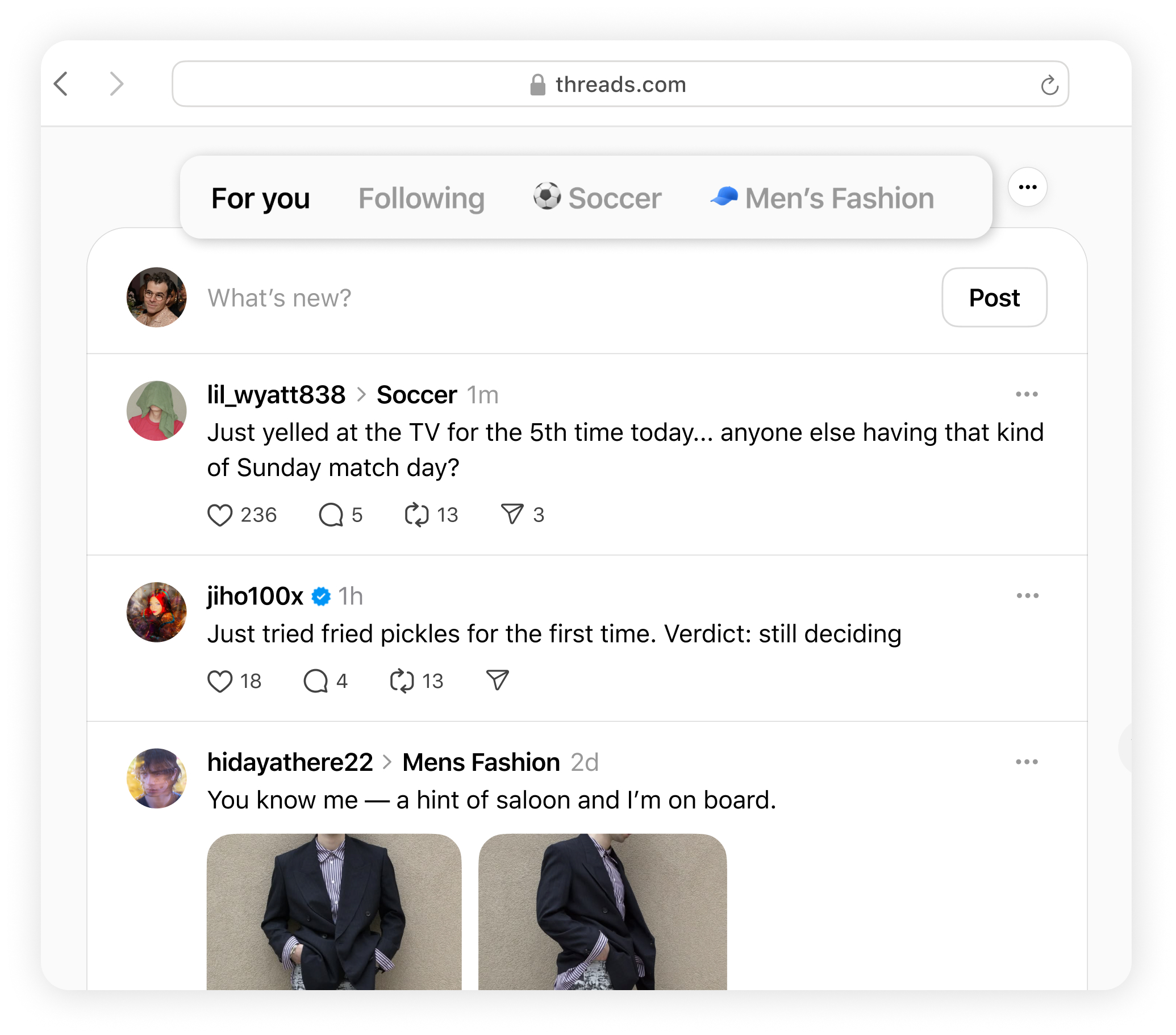 Update de Threads-feed voor de webversie Update de Threads-feed voor de webversie