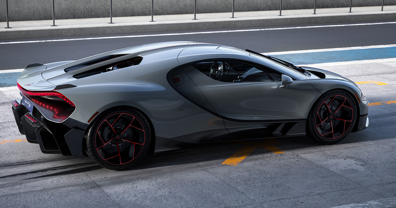 Zicht op de aerodynamische elementen van de Bugatti Tourbillon Zicht op de aerodynamische elementen van de Bugatti Tourbillon